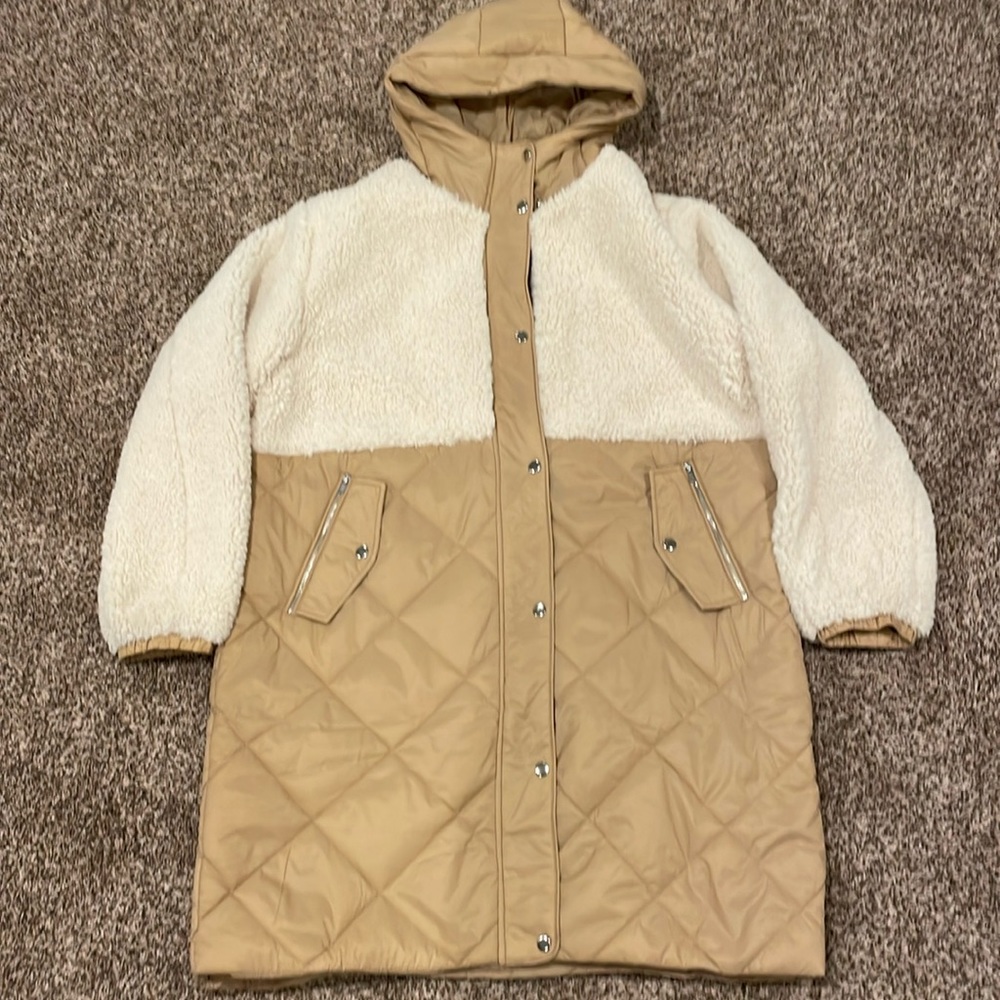 Mark Alan Womens Faux Sherpa Quilted Coat Size XL EUC